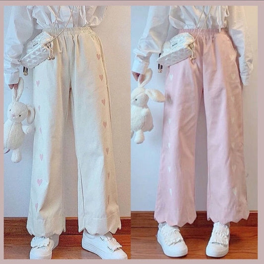 Pastel Heart Print Pants